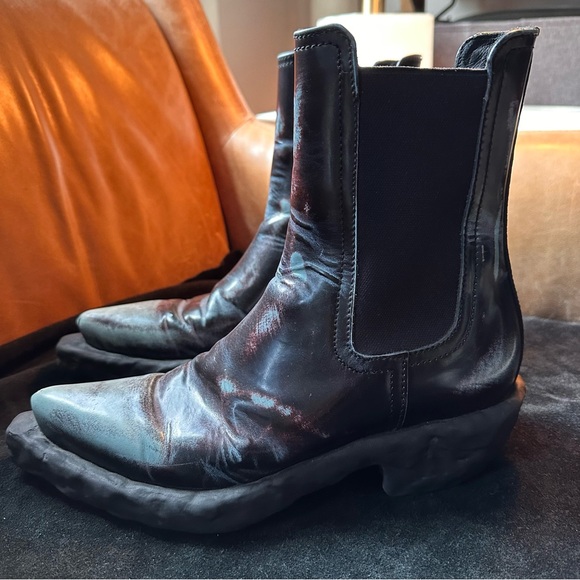Camper Lab Venga boot western blue black pink distressed leather cowboy platform - Picture 1 of 17